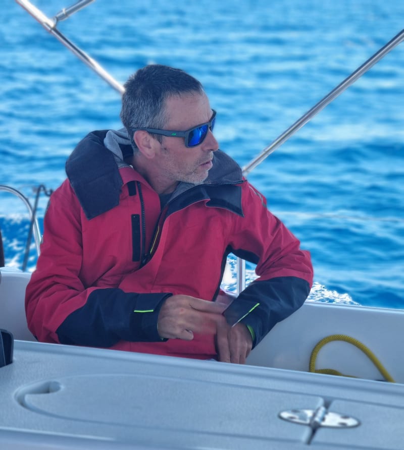 Martin Nedelchev aboard a sailing yacht